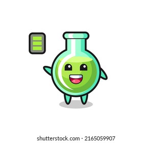 lab beakers mascot character with energetic gesture , cute style design for t shirt, sticker, logo element