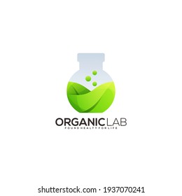 Lab Bottle Leaf logo Illustration Vector Design