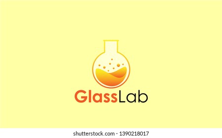Lab bottle logo design icon illustration