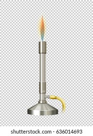 Lab burner with hot flame illustration