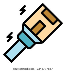 Lab cable icon outline vector. Fiber optic. Internet network color flat