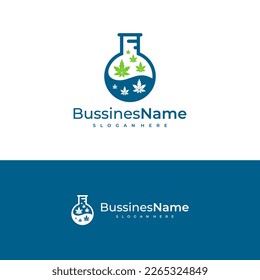 Plantilla vectorial del logotipo de laboratorio de cannabis. Conceptos de diseño del logotipo de cannabis creativo