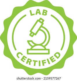 lab certified green stamp outline badge icon label isolated rounded vector on transparent background