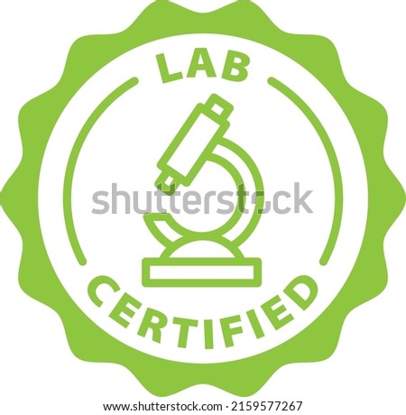 lab certified green stamp outline badge icon label isolated rounded vector on transparent background