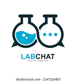 Lab chat vector logo design. Suitable for business, science, and social network
