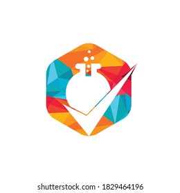 Lab Check vector logo design. Lab check verified logo vector icon illustration.