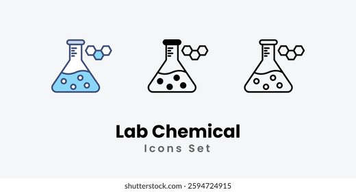 Lab Chemical icons vector set stock illustration.