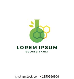 lab chemical leaf DNA honeycomb logo vector icon