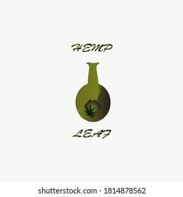 icono del vidrio vectorial del cannabis de hoja de cáñamo beaker