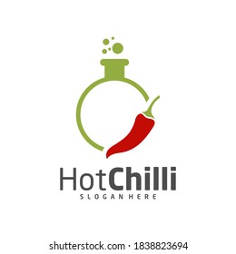 Lab Chili logo design vector template, Red Chili Illustration, Symbol Icon