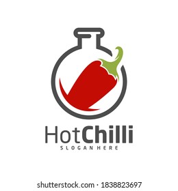 Plantilla vectorial de diseño del logotipo de Lab Chili, Ilustración de Red Chili, Icono de símbolo