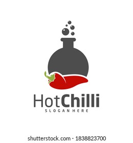 Lab Chili logo design vector template, Red Chili Illustration, Symbol Icon