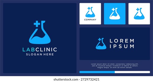 Modelo de design do logotipo da clínica do laboratório.