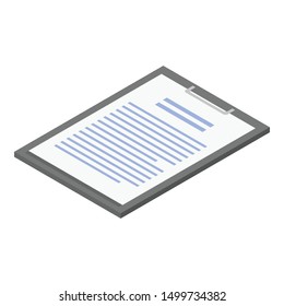 Lab clipboard icon. Isometric of lab clipboard vector icon for web design isolated on white background