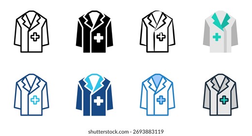 Conjunto de ícones de jaleco de laboratório com coleção de vários estilos 
