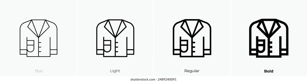 lab coat icon. Thin, Light Regular And Bold style design isolated on white background