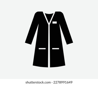 Lab Coat Laboratory Clothing Doctor Uniform Scientist Black White Silhouette Symbol Icon Sign Graphic Clipart Artwork Illustration Pictogram Vector