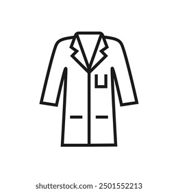 Lab coat - line icon, editable stroke. A simple outline laboratory equipment symbol. Vector illustration