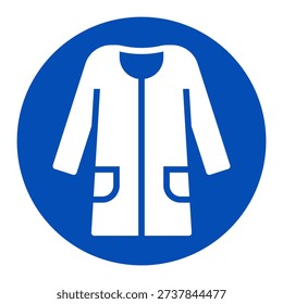 Lab coat must be worn. Lab coat must be worn in this area sign. Wear coat label.