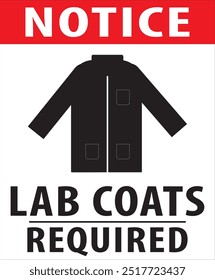 Lab coats required industrial safety sign vector