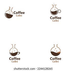 lab coffee logo design  with the concept of a lab tube with coffee beans. vector