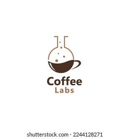 lab coffee logo design  with the concept of a lab tube with coffee beans. vector