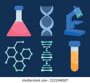 lab and dna icon set