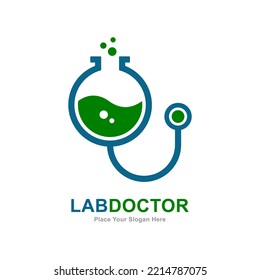 Laborarztlogo, Vektordesign. Geeignet für Wirtschaft, Gesundheit und Wissenschaft