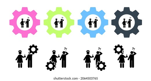 Laboratorio, médico, icono del vector de enfermería en la ilustración del conjunto de engranajes para ui y ux, sitio web o aplicación móvil