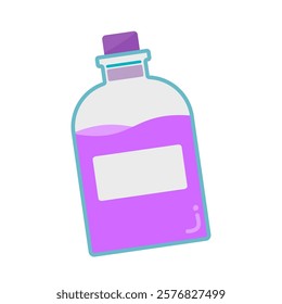 Lab equipment for chemistry lessons: bottle, lab bottle. Flat design vector on white background