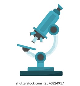 Lab equipment for chemistry lessons: microscope . Flat design vector on white background