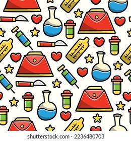 Lab equipment doodle cartoon illustration pattern design