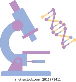 Lab equipment illustration. Genetic sequence model. Research tool for biology. Biotechnology concept. Science study.