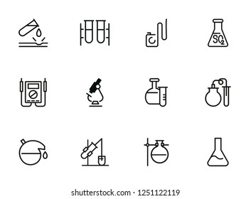 Lab equipment line icon set. Laboratory, beaker, microscope. Chemistry concept. Can be used for topics like science, research, medicine