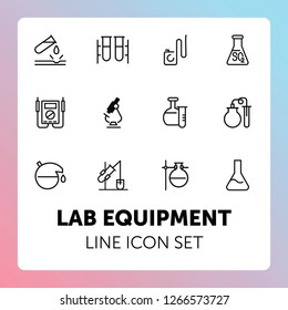 Lab equipment line icon set. Laboratory, beaker, microscope. Chemistry concept. Can be used for topics like science, research, medicine