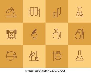 Lab equipment line icon set. Laboratory, beaker, microscope. Chemistry concept. Can be used for topics like science, research, medicine