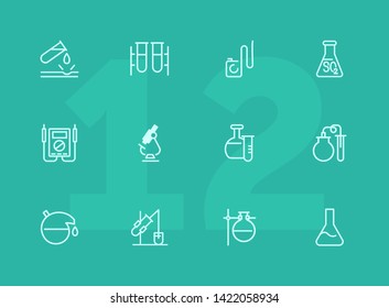 Lab equipment line icon set. Laboratory, beaker, microscope. Chemistry concept. Can be used for topics like science, research, medicine