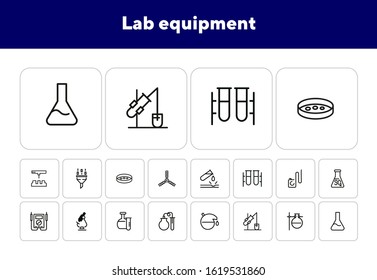 Lab equipment line icon set. Laboratory, beaker, microscope. Chemistry concept. Can be used for topics like science, research, medicine