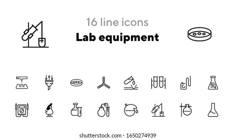 Lab equipment line icon set. Laboratory, beaker, microscope. Chemistry concept. Can be used for topics like science, research, medicine