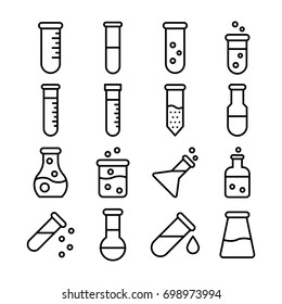 Lab Equipment Line Vector Icons Set 