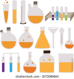 Juego de ilusiones de elementos de herramientas de equipo de laboratorio