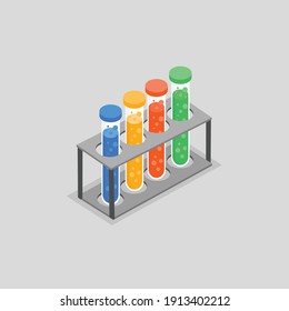 Lab equipments. Laboratory Experiment symbol, Test Tube Vector. Flask icon. Erlenmeyer flask chemistry beaker with chemical. Lab flask vector icon isolated. Chemical reaction concept