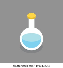 Lab equipments. Laboratory Experiment symbol, Test Tube Vector. Flask icon. Erlenmeyer flask chemistry beaker with chemical. Lab flask vector icon isolated. Chemical reaction concept