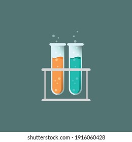 Lab equipments. Laboratory Experiment symbol, Test Tubes Vector illustartion. Flasks icon. Erlenmeyer flask chemistry beaker with chemical. Lab flasks vector icon isolated. Chemical reaction concept