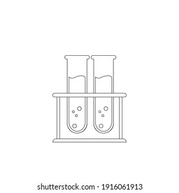Lab equipments. Laboratory Experiment symbol, Test Tubes outline icon. Flasks line icon. Erlenmeyer flask chemistry beaker chemical. Lab flasks linear vector icon isolated. Chemical reaction concept