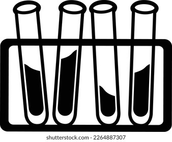 Lab equipments, Laboratory Experiment symbol, Test tube black vector illustartion, Flasks icon.