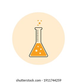 Equipos de laboratorio. Vector de tubo de ensayo de laboratorio. Icono de máscara. Líquido químico del matraz de Erlenmeyer con químico. Icono del vector del matraz de laboratorio aislado en fondo blanco. concepto de reacción química