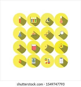 lab and experiment line icons set vector illustration. Contains such icon as flask, flame, pills, microscope, DNA and more. Editable stroke