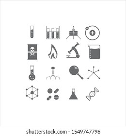 lab and experiment line icons set vector illustration. Contains such icon as flask, flame, pills, microscope, DNA and more. Editable stroke