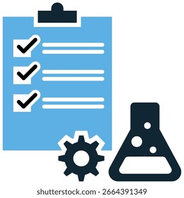 Lab experiment result icon vector for analyzing data, charts, and scientific findings. Ideal for illustrating research outcomes, evidence-based decisions, and academic reports.